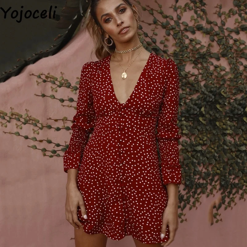 Милое сексуальное женское платье в горошек Летние Элегантные Вечерние