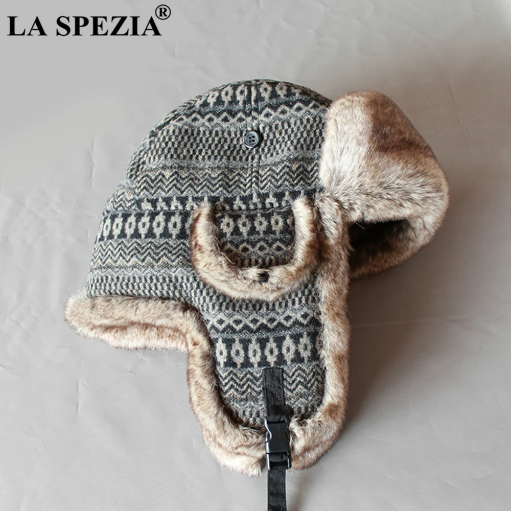 LA SPEZIA, мужская шапка-бомбер, теплая зимняя женская шапка с ушками, шапка-ушанка, меховая утолщенная, Советская Русская Шапка-ушанка, унисекс, шапки-авиаторы и шапки