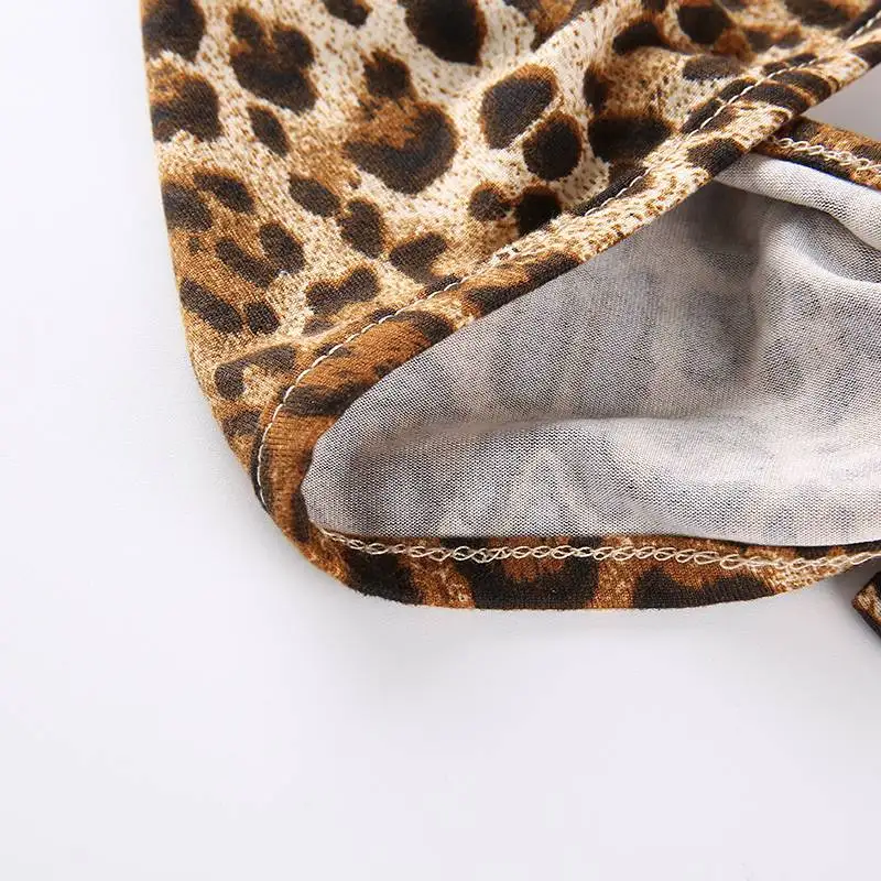 Мода v образным вырезом бикини с леопардовым узором топ бретелькой через шею без