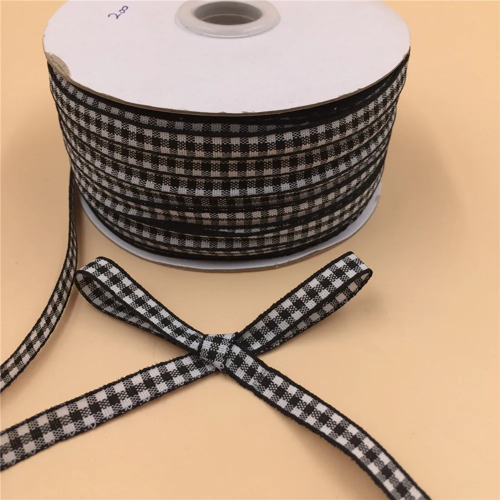 Классическая черная/Белая лента в клетку 20 ярдов партии 6 мм материал для банта