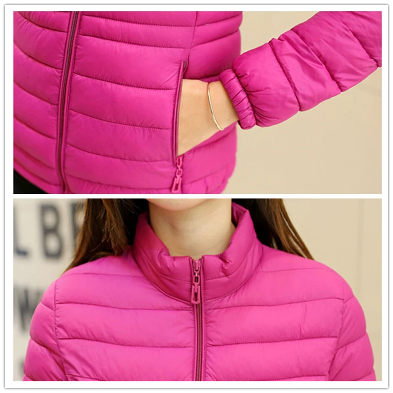 Тонкая хлопковая теплая куртка Короткие топы зимняя Женское пальто Корейская