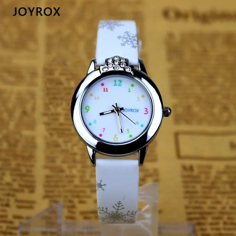 JOYROX 6 цветов детские наручные часы новые Мультяшные кварцевые детские часы для девочек высокое качество кожаный ремешок часы для мальчиков