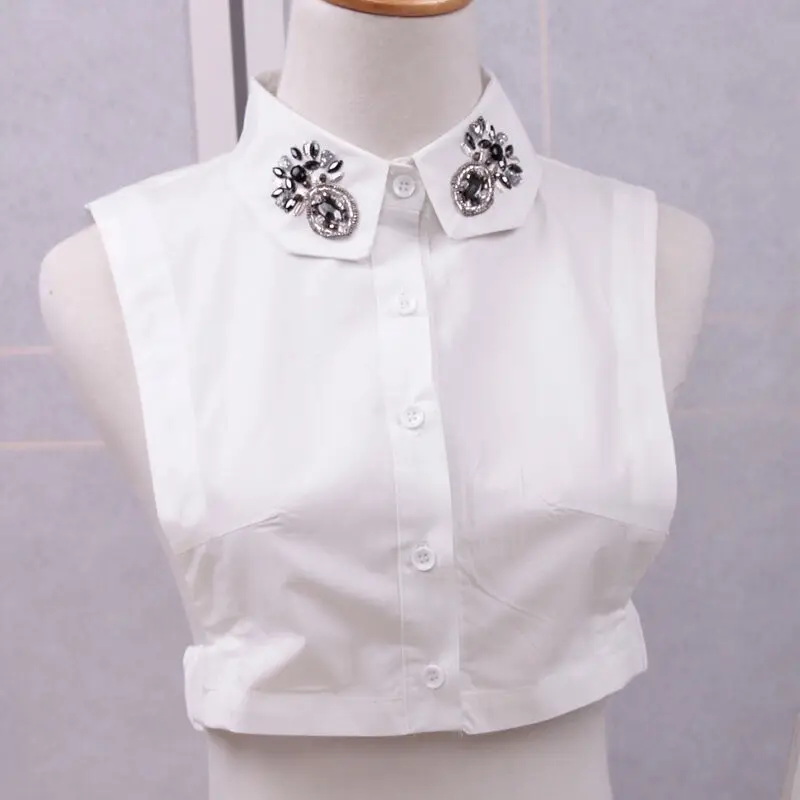 Имитация рубашки с ложным воротником женская блузка белый шифоновый съемный