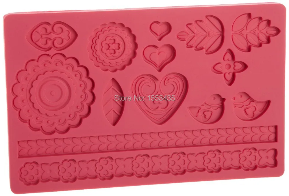 

Moldes De Silicona Cocina Fondant Silicone Mold Folk for Cake Decoration Birds Flowers Hearts Shaped
