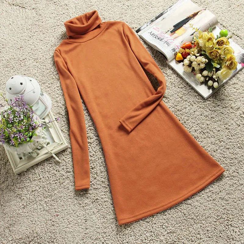 Мода 2019 новое осенне зимнее платье женское тонкое с длинным рукавом повседневное