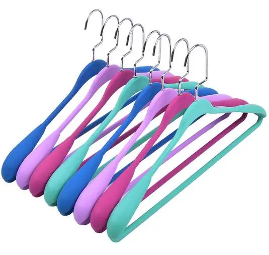 

Colorful Anti-slip Rubber Paint Seamless Hanger Wide Shoulder Coat Wardrobe Hanger