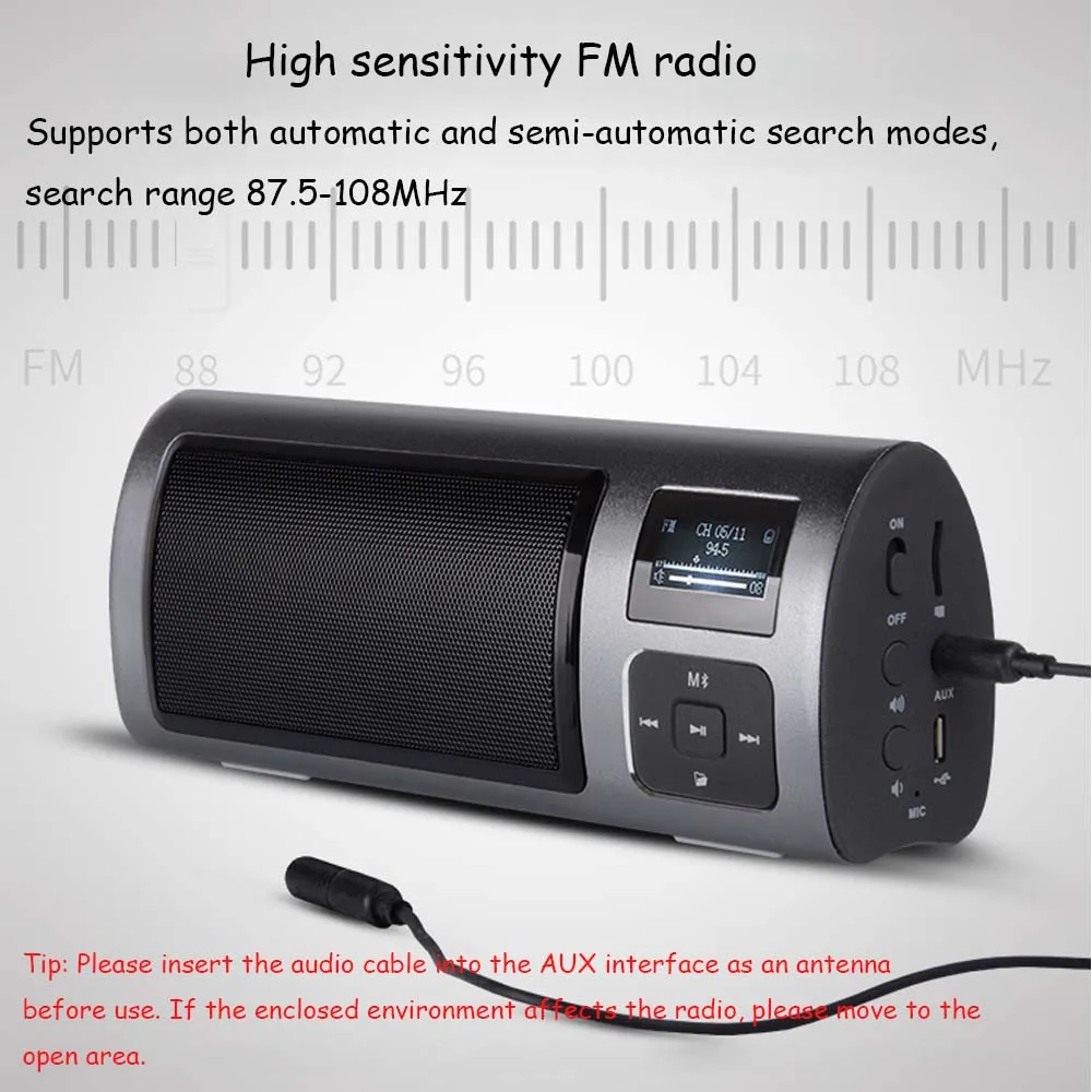 JINSERTA портативный fm-радио Bluetooth приемник динамик музыкальный плеер Поддержка громкой связи TF карта воспроизведения с ЖК-дисплеем аудио кабель