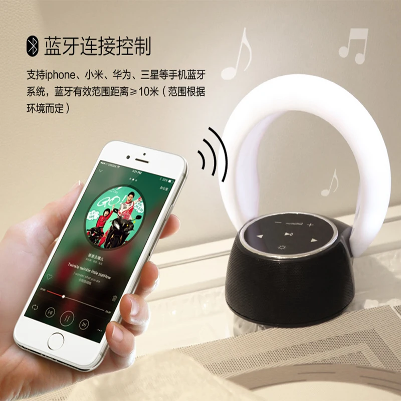 Ночник настольная лампа moon bay сенсорное управление беспроводной bluetooth Динамик