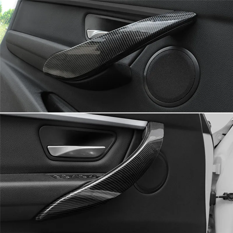 4Pcs Car Inner Handle Interior Door Panel Pull Trim Cover ABS Carbon Fiber Style left Right For BMW 3-series F30 F34 2013~2018 | Автомобили