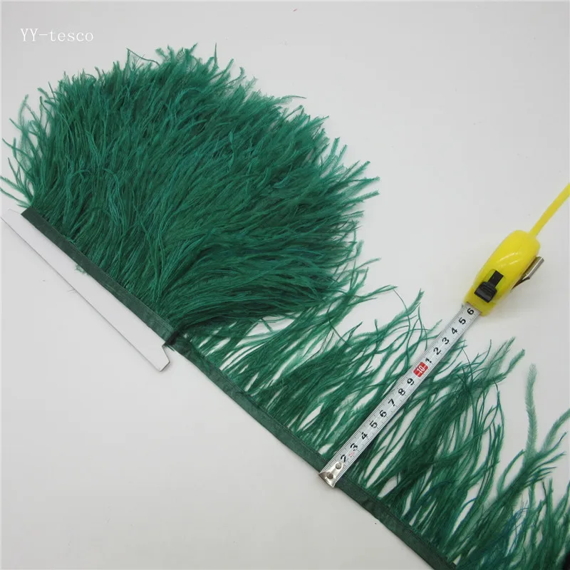 

5 yards 10-15CM Top high quality real Dark green ostrich feather trims for skirt/dress/costume feathers ribbon plumes trimming