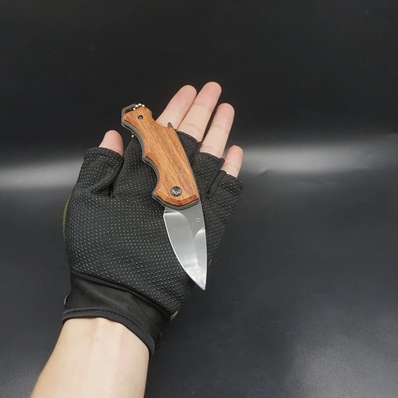 Brown Многофункциональный складной нож для выживания охотничий нож 440C наружные боевые походные карманные ножи с деревянной ручкой EDC инструменты - Color: Brown