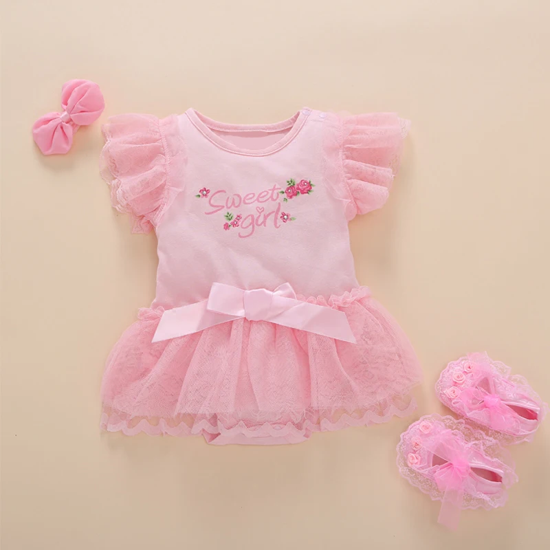 Платье для новорожденных девочек летнее Хлопковое платье пачка с бантом и