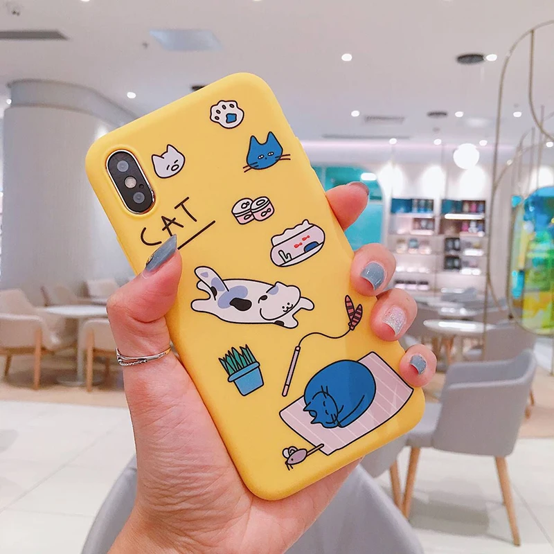 Чехол для телефона LACK с милым котом для iphone XS Max, чехол для iphone XR X 6S 6 7 8 Plus, задняя крышка, милые яркие цвета, чехлы с принтом из мультфильма