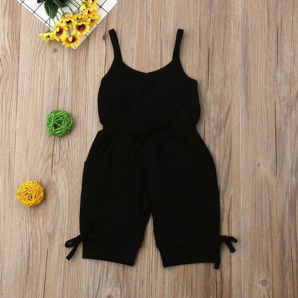 1-6Y Summer Cute Toddler Baby Girl Solid Romper Bib Pants Sleeveless Overalls Outfits Clothes | Детская одежда и обувь