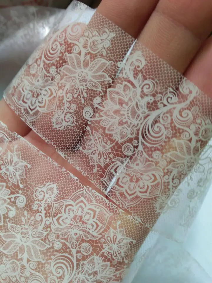 20 см кружева дизайн ногтей Фольга наклейки цветок для советы Маникюрный