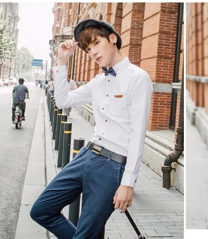Hot Sale Camisa Masculina 2015 New Men Shirts Casual Slim Solid Long Sleeve All Match Turn Down Collar Business Blusa | Мужская одежда