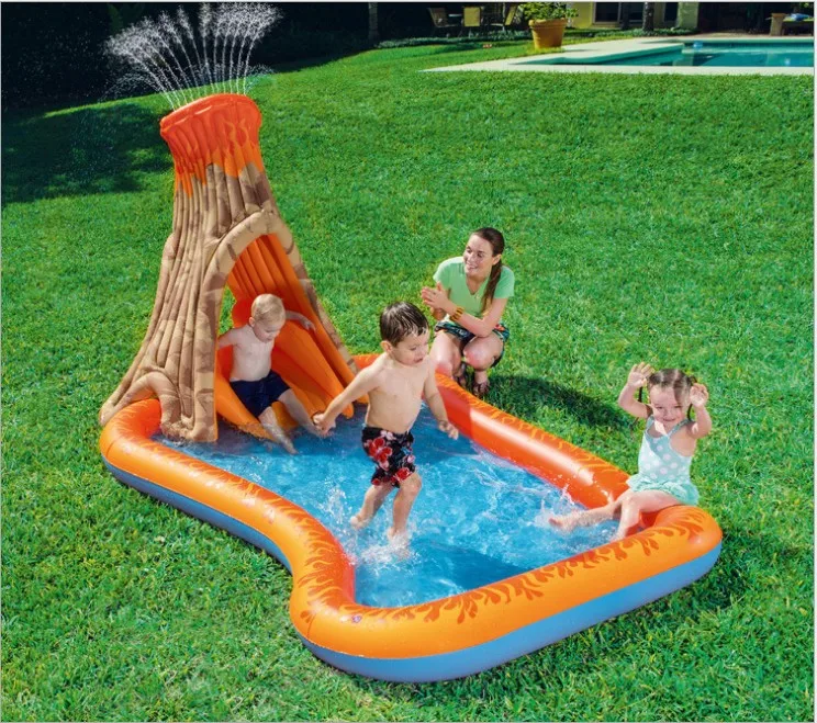 Надувной вулканический мини фонтан для плавания с водной горкой|Плавательные