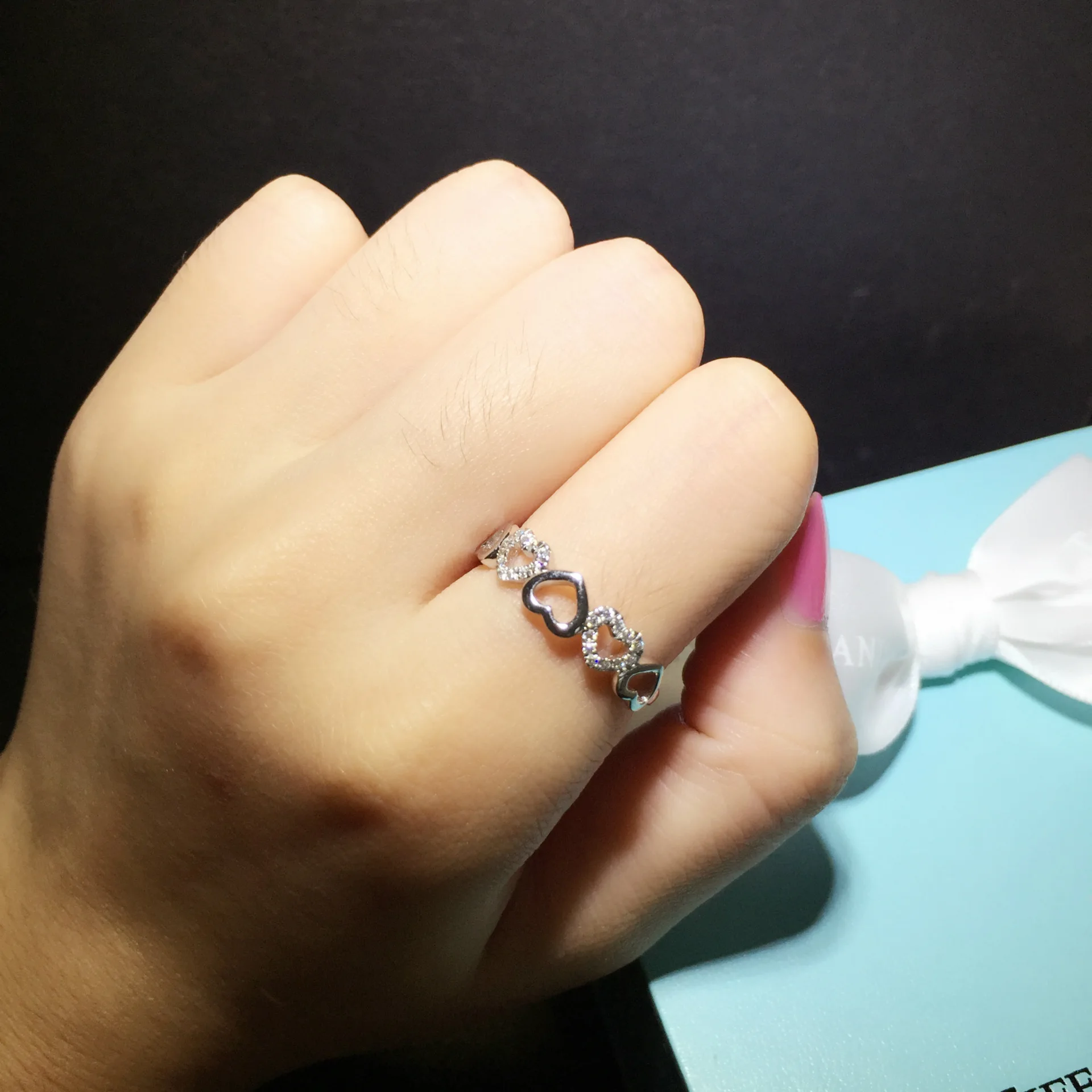 Женское кольцо с сердечком из чистого серебра 925 пробы бриллиантами (JSA)|love ring|rings