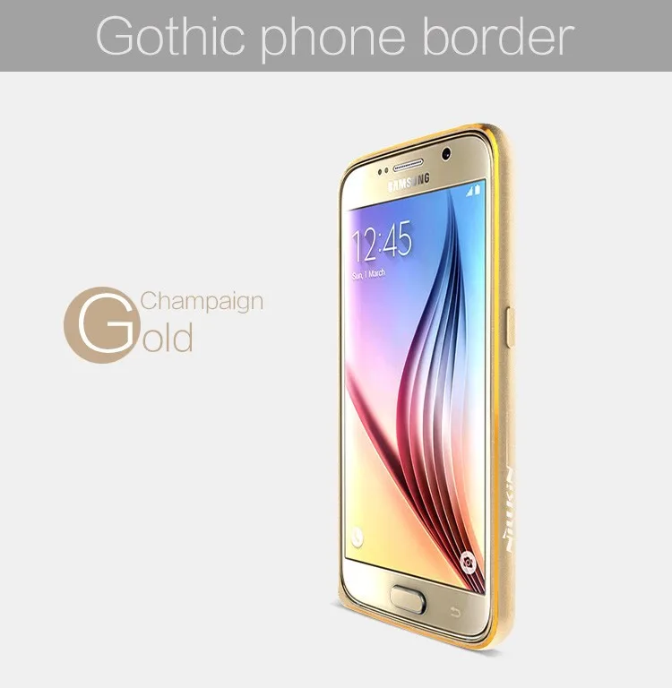 Металлический Бампер Nillkin для samsung Galaxy S6, алюминиевый металлический чехол для samsung Galaxy S6 G920F g9200, розничная посылка - Цвет: Золотой