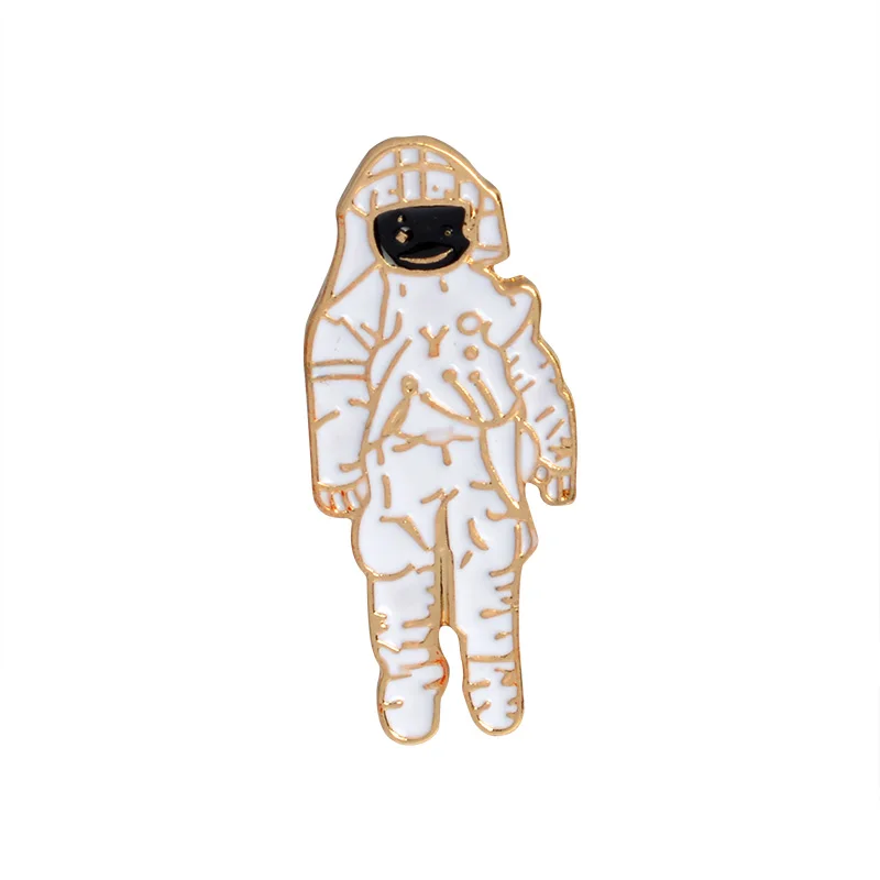astronaut2 Выгодная цена, космическая коллекция, эмалированная булавка, мультфильм, астронавт, планета, звезда, брошь на лацкане, значок на заказ, подарок для детей, девочек - Окраска металла: astronaut2