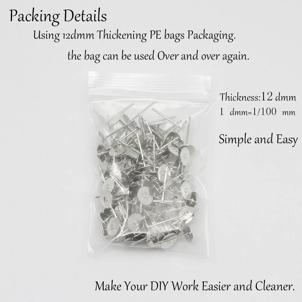 50-100pcs/lot 3mm-10mm Metal Stainless Steel Blank Post Earring Studs Base Pins Flat Round Ear Supplies for DIY Jewelry Finding images - 6