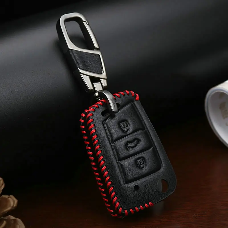 Чехол для ключей из натуральной кожи Volkswagen VW Golf 7 5 4 6 3 MK3 MK7 Bora Jetta MK2 MK4 Polo GTI Tiguan Passat B5