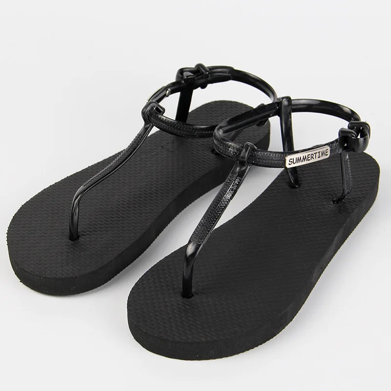 Стрэп вьетнамки женщин дамы тапочки летние сандалии гладиатор черный пляж