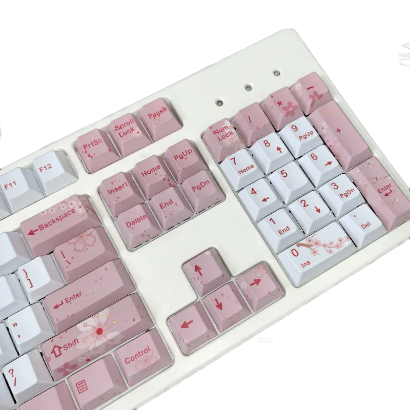 Cherry Blossom Keycaps полный набор механических клавишных колпачков PBT 5 для сублимации лица Keycap для всех Sakura Keycap Set