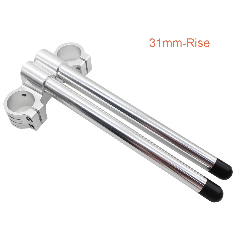 31mm-Rise Clipons 31 мм 33 мм 35 мм 36 мм 37 мм, 38 мм, 41 мм 43 мм 45/УФ-фильтр 52 мм с Серебряный мотоцикла с ЧПУ клип Ons, вилка, руль, ручной стержень, подъем для Kawasaki Yamaha - Цвет: 31mm-Rise