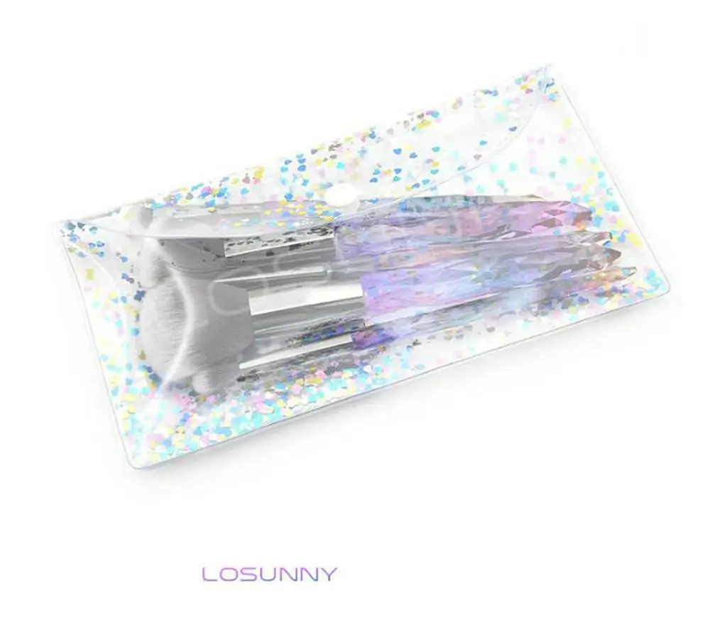 LOSUNNY 5 шт. прозрачная кистальная Алмазная ручка набор кистей для макияжа кисть