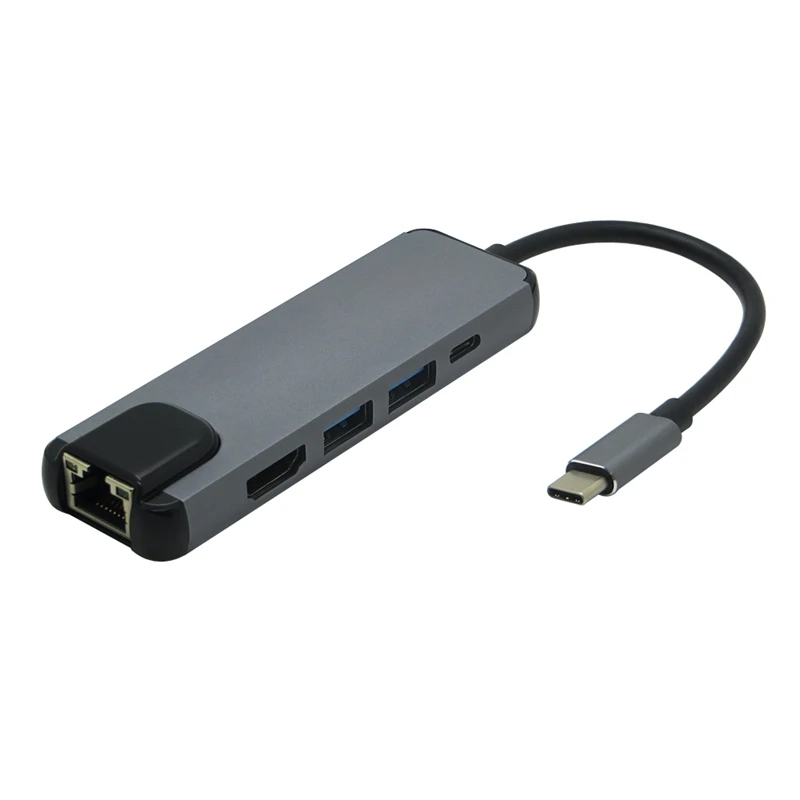 5 в 1 USB 3 USB-C Type C концентратор с HDMI 4K HD 1000M Rj45 Lan адаптер 0 PD зарядный для Macbook Pro |