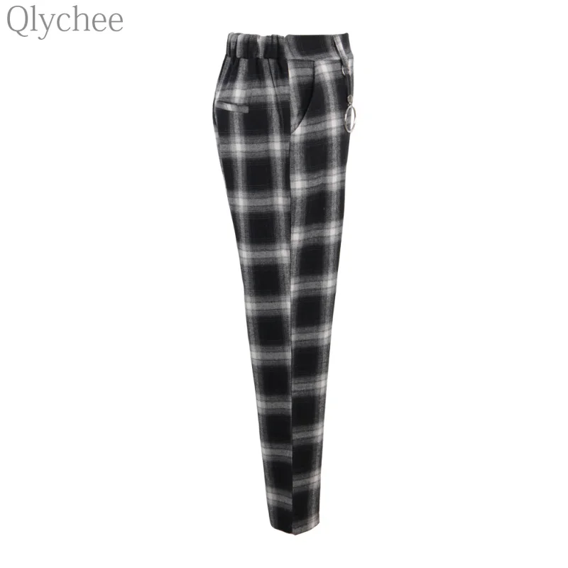 Qlychee Ulzzang консервативный стиль Harajuku женские брюки с боковыми разрезами кольцо