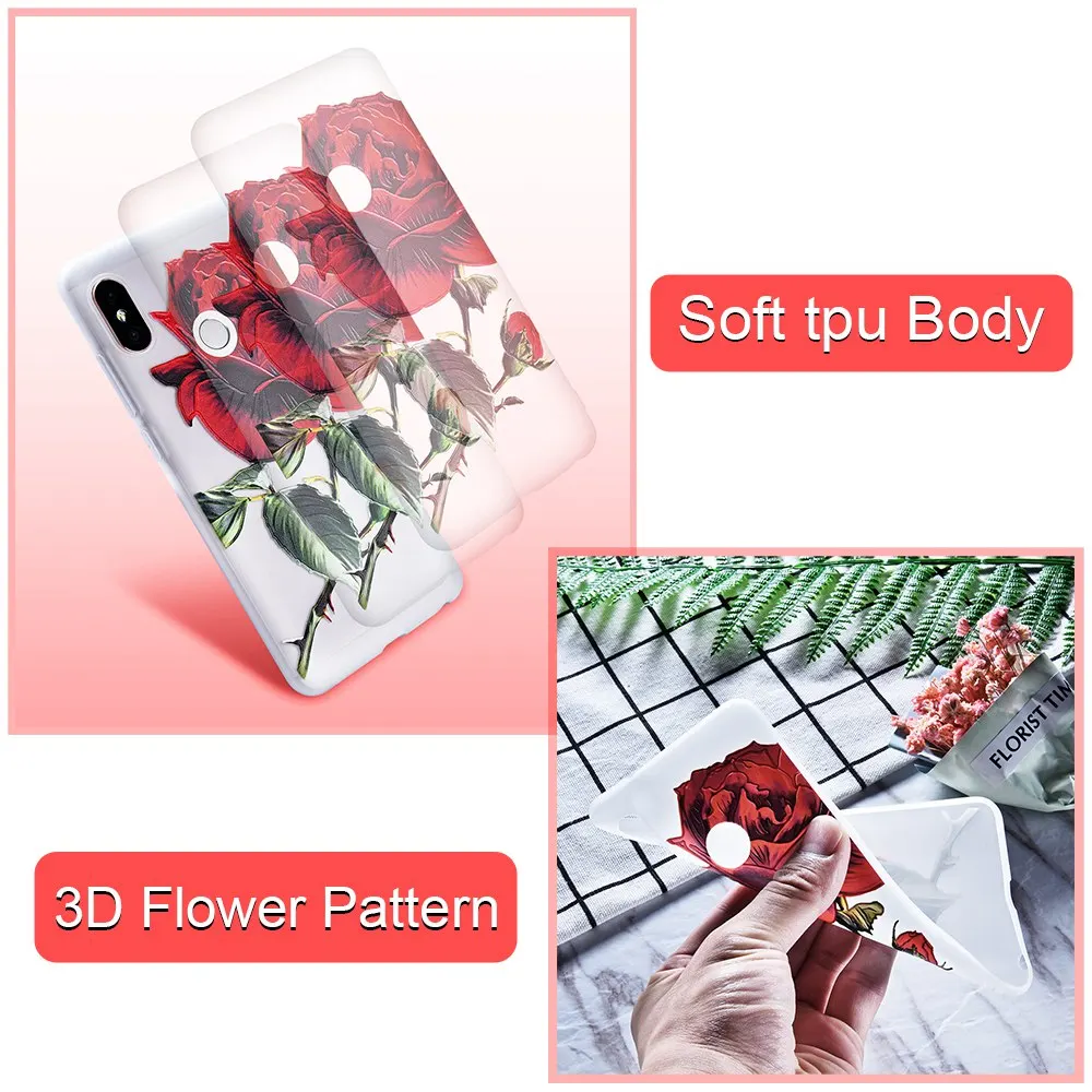 3D Relief Flower Case For Xiaomi Pocophone F1 Redmi Note 5 Pro Plus 5A 4A 4X 4 Silicone Coque |