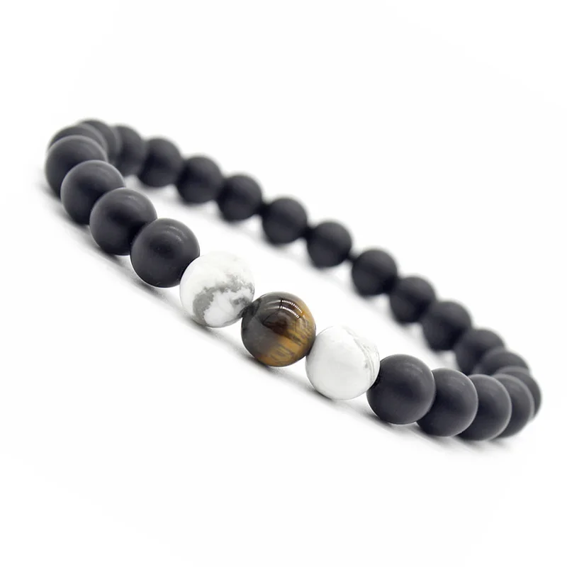 Howlite тигровый глаз черный камень энергетические бусины браслет лечебный баланс