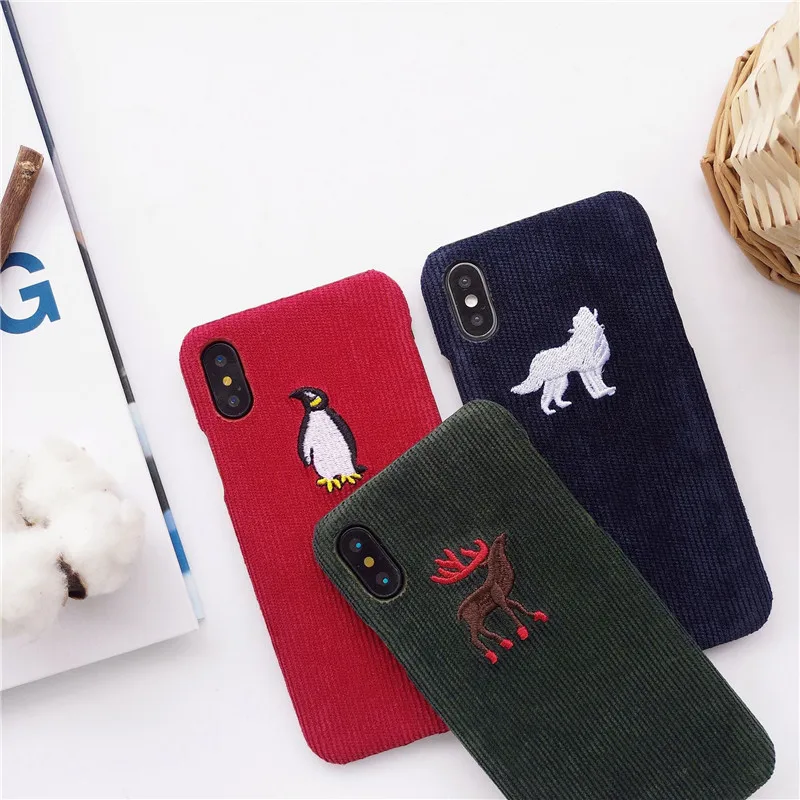 Теплый тканевый чехол для iPhone 6 для телефона 6 S 7 8 Plus X чехол 3D милый овечий Пингвин Тедди собака Жесткий Чехол для iPhone X XR XS MAX