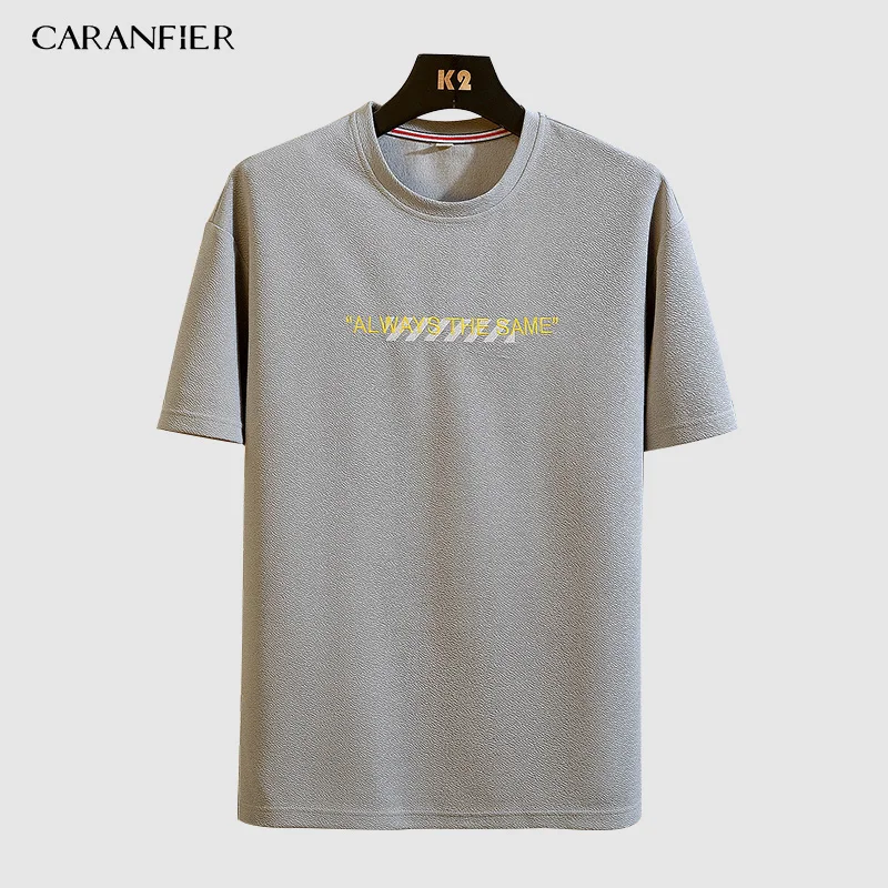 CARANFIER Men's T-Shirt Short New Letter Pattern Polyester Spandex Street Sports Casual Loose Summer Couples Hot Trends | Мужская