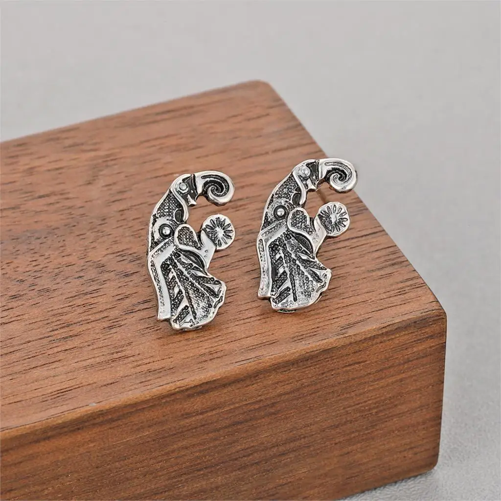 Kinitial винтажные золотые серебряные животные Ворон голова птицы гриф Череп серьги