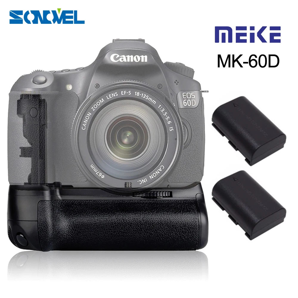 

Meike MK-60D Professional Vertical Battery Grip Holder with 2pcs LP-E6 Batteries for Canon EOS 60D Camera Replace as BG-E9