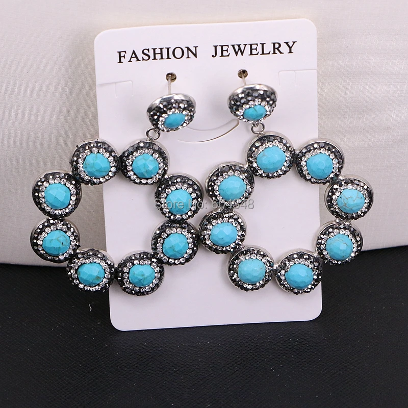 Женские серьги подвески с голубым камнем Howlite 3 пары|dangling earrings for women|dangle earringsearrings |