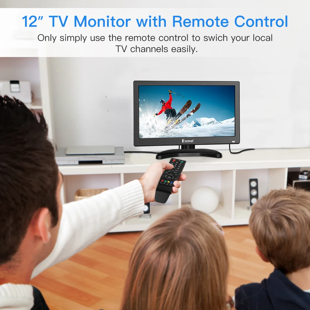 Eyoyo 12 дюймов HDMI tv монитор портативный домашний офис 1366x768 ips ЖК экран VGA вход пульт