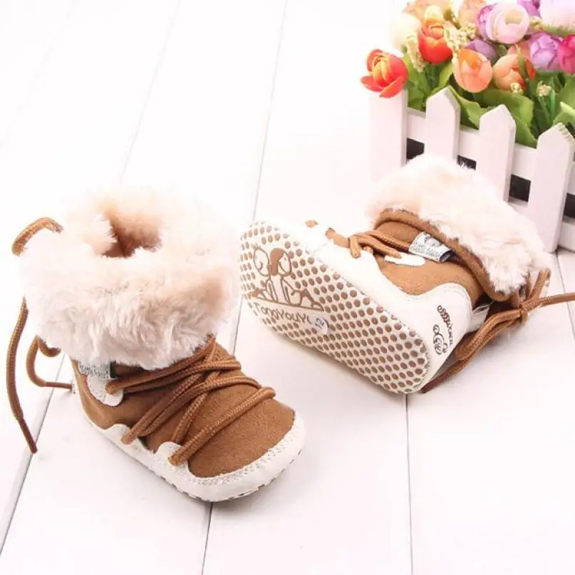 2017 г. милые зимние теплые ботинки для маленьких мальчиков и девочек мягкие