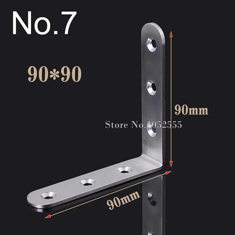 Quality 10pcs stainless steel furniture corner brackets 90*90mm angle plate metal connection parts K94 | Обустройство дома
