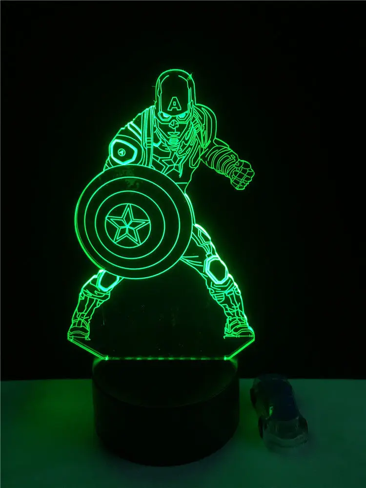Спать lights rgb Капитан Америка рисунок 3D акриловые ночь с подсветкой 7 цветов