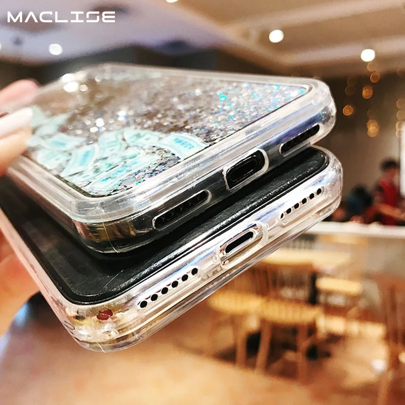 Чехол для iPhone 7 8 Plus XR XS Max 11 Жесткий из поликарбоната с блестками |