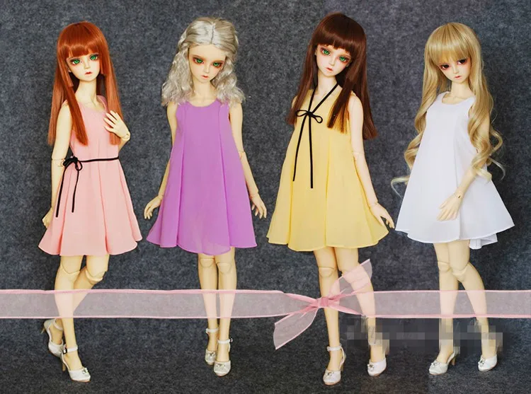 Четыре цвета шифоновое платье для куклы BJD 1/4 MSD 1/3 SD10/13 SD16 кукольная одежда CWB13|doll