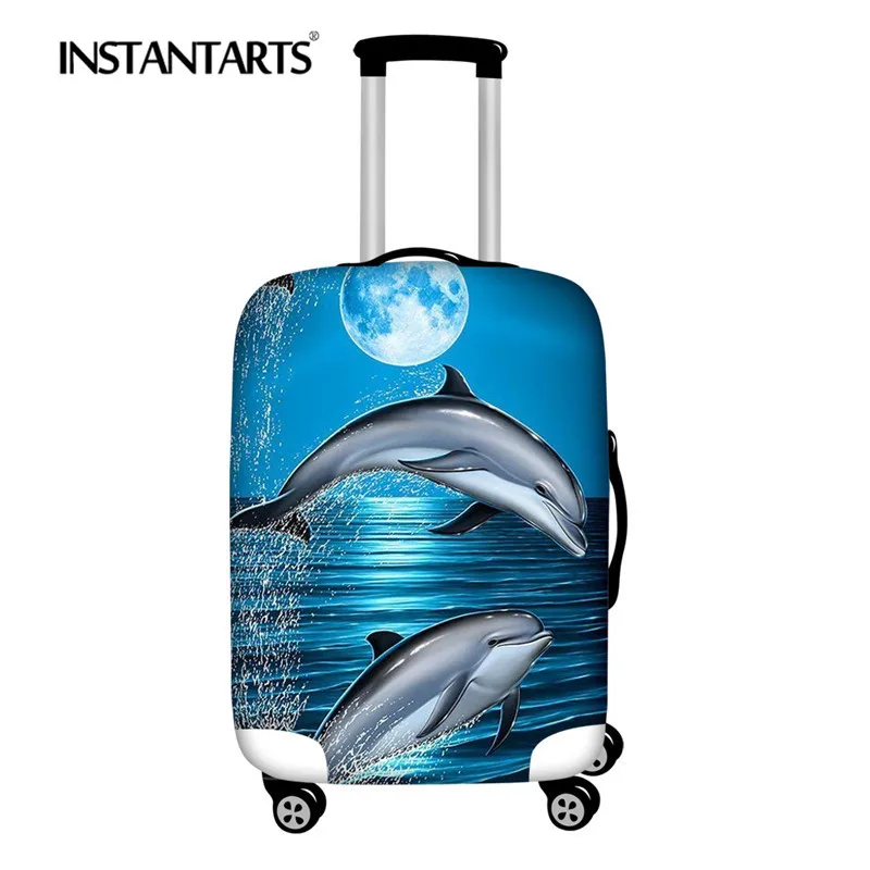

INSTANTARTS 3D Hawaiian Dolphin Print Elastic Luggage Cover Travel On Road Travel Accessories Thicken Case Cover for 18-30 Inch