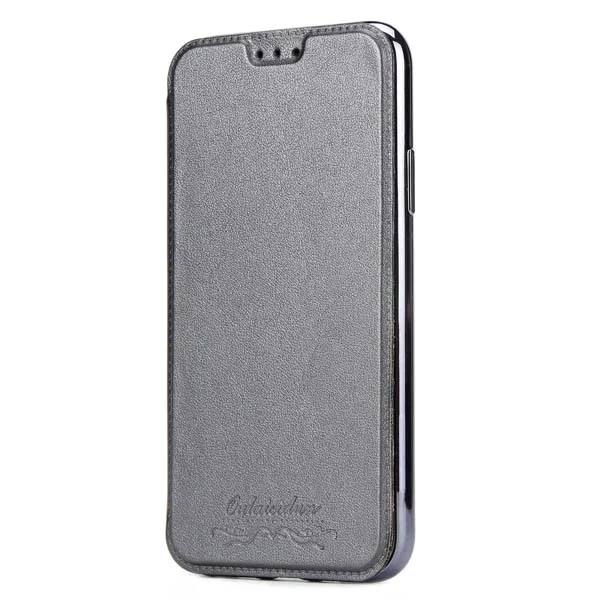 Gray Чехол-Кошелек с гальваническим покрытием для iPhone 8, 7 Plus, 6, 6 S Plus, 5, 5S, SE, мягкий ТПУ+ PU кожаный чехол-книжка для Iphone X, XS, Max, XR, задняя крышка - Цвет: Gray
