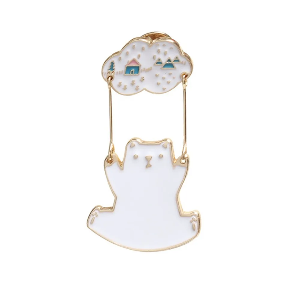 Симпатичный милый мультяшный животного Sea Bear брошь капельного Jewellery Polar Bear Pin брошь эмали сплава брошь тканевый мешочек Кепки аксессуар подарок