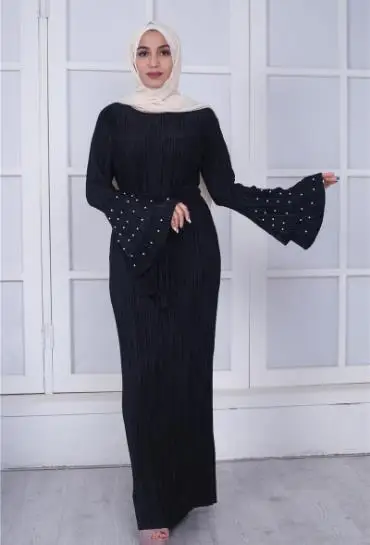 Vestidos кафтан абайя Дубай Бангладеш Плиссированное Макси мусульманское хиджаб