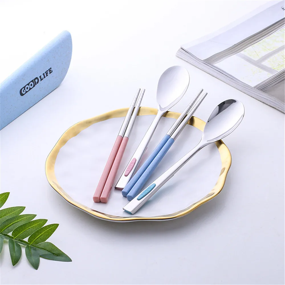 CreativeStainless Сталь набор посуды Портативный фруктовый десерт путешествия пикник 2